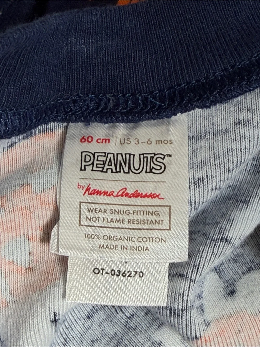 Hanna Andersson Navy Snoopy Peanuts Pumpkins Organic Cotton One Piece Pajamas